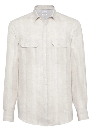 Brunello Cucinelli striped linen shirt - Neutrals