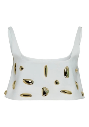 Alexia Lya embellished scoop-neck top - White