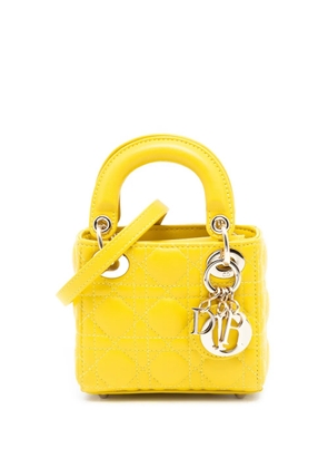 Christian Dior Pre-Owned 2022 Micro Lambskin Cannage Lady Dior satchel - Yellow