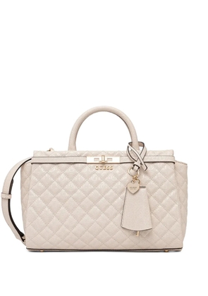 GUESS USA Idra quilted charm tote bag - Neutrals