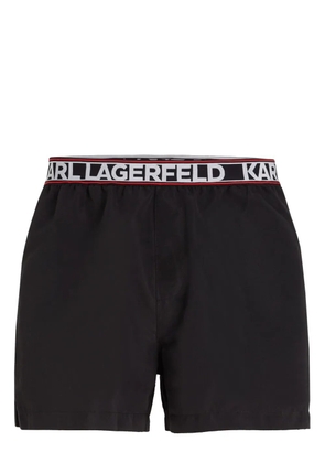 Karl Lagerfeld Essential logo-print swim shorts - Black