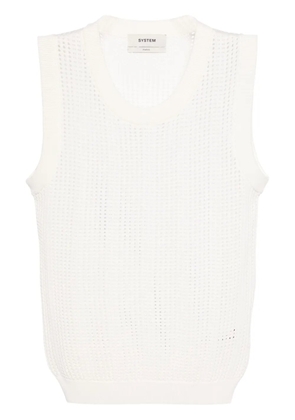 System round-neck open-knit tank top - White