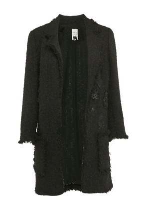 Edward Achour Paris appliqué-detail tweed coat - Black