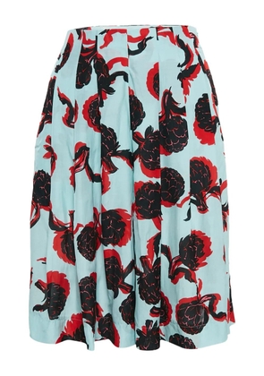 See by Chloé pleated floral-print shorts - Blue