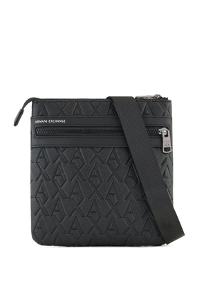 Armani Exchange monogram-embossed messenger bag - Black