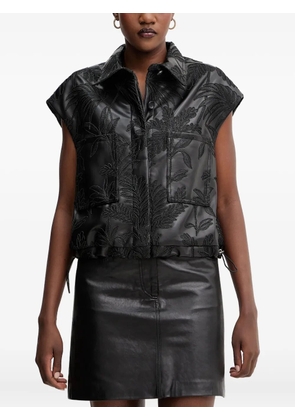 GUESS USA floral-embroidery gilet - Black