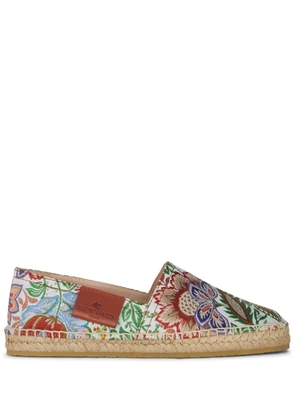 ETRO logo-appliqué floral-embroidery espadrilles - Green