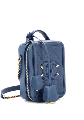CHANEL Pre-Owned Filigree Vertical Vanity Case Quilted Caviar crossbody bag - Blue