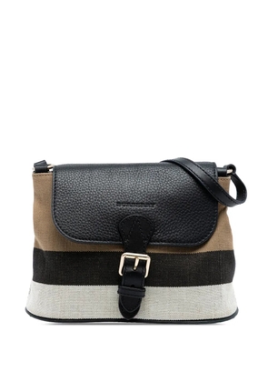 Burberry Pre-Owned 2000-2017 Mega Check Canvas and Grained Calfskin Gowan crossbody bag - Brown