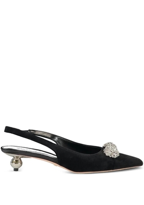 Giambattista Valli 35mm crystal-embellished slingback pumps - Black