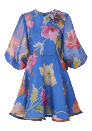 Carolina Herrera poppy-print organza mini dress - Blue