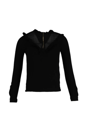 Maje ruffle-trim long-sleeve top - Black