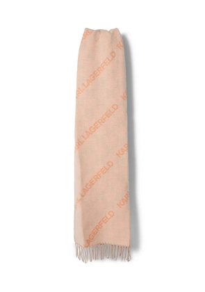 Karl Lagerfeld logo-print fringed scarf - Pink