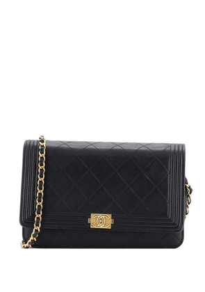 CHANEL Pre-Owned Boy Wallet on Chain Quilted Lambskin crossbody bag - Black