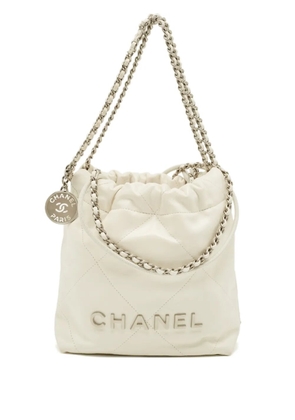 CHANEL Pre-Owned 22 mini quilted leather bag - Neutrals
