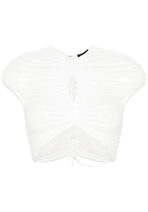 Mugler cropped mesh T-shirt - White