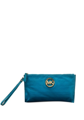 Michael Michael Kors logo leather clutch - Blue