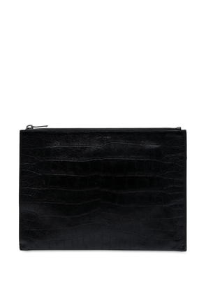 Saint Laurent Pre-Owned 2016 Croc Embossed Leather clutch bag - Black