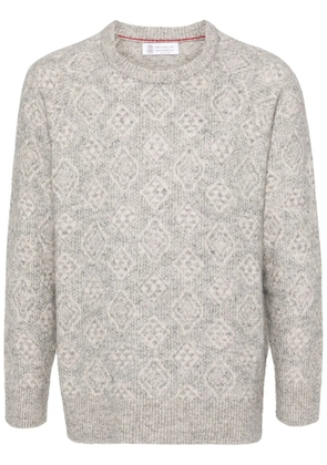 Brunello Cucinelli brushed intarsia-knit jumper - Grey