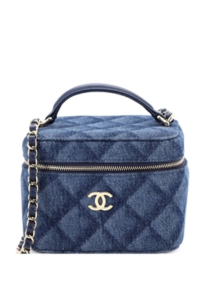 CHANEL Pre-Owned Vanity Case with Chain 3D Quilt Printed Denim Small crossbody bag - Blue
