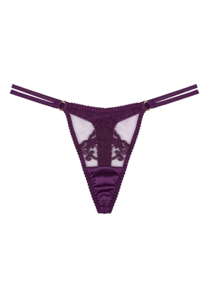 Fleur Of England Cecilia double-strap embroidered thong - Purple