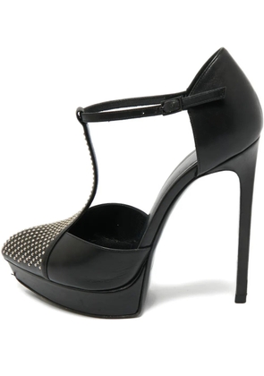 Saint Laurent Pre-Owned leather platform T-bar pumps - Black