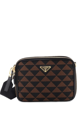 Prada Pre-Owned Symbole Zip Around Shoulder Bag Jacquard crossbody bag - Brown