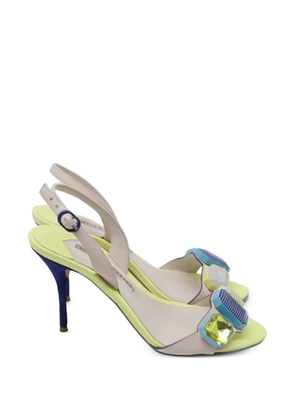 Sophia Webster jewel-embellished slingback heeled sandals - Neutrals