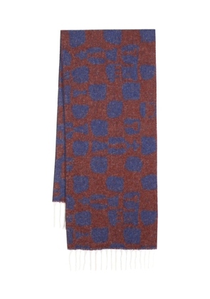 Henrik Vibskov chess pieces-jacquard wool scarf - Blue