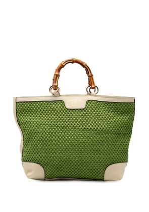Gucci Pre-Owned 2000-2015 Large Raffia Bamboo Shopper tote bag - Green