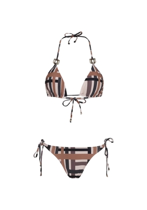 Amir Slama plaid-pattern tie bikini set - Neutrals