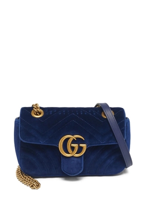 Gucci Pre-Owned mini Marmont velvet crossbody bag - Blue