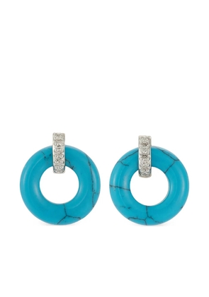 Mateo 14K yellow gold Door Knocker Donut turquoise and diamond earrings - Blue