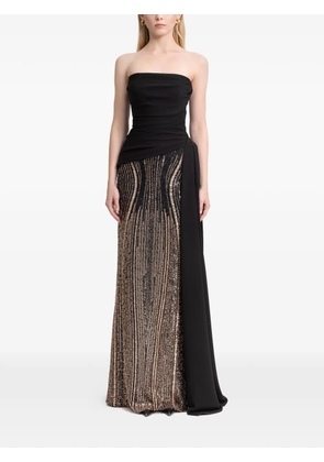 Gemy Maalouf draped beaded maxi dress - Black