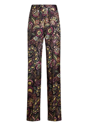 ETRO twill-print straight-legged trousers - Black