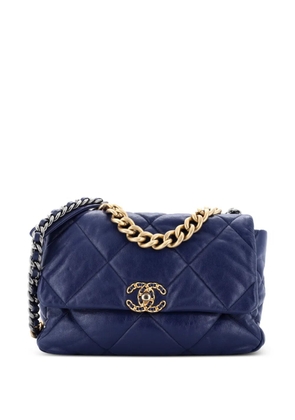 CHANEL Pre-Owned 19 Flap Bag Quilted Leather Large crossbody bag - Blue