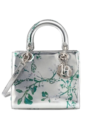 Christian Dior Pre-Owned Lady Dior Bag Floral Print Metallic Leather Medium satchel