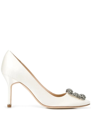 Manolo Blahnik 90mm Hangisi satin pumps - Neutrals