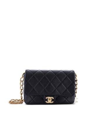 CHANEL Pre-Owned CC Chunky Chain Flap Bag Quilted Lambskin Small crossbody bag - Black