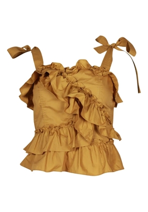 Ulla Johnson Cleo ruffle square-neck top - Brown