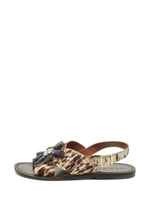 Marni Pre-Owned calf-hair crystal sandals - Brown
