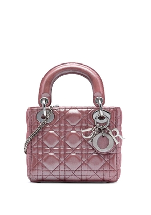 Christian Dior Pre-Owned 2015 Mini Iridescent Lambskin Cannage Lady Dior satchel - Pink