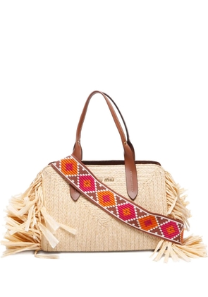 Miu Miu Pre-Owned 2010-2020s fringe-detailing handbag - Neutrals