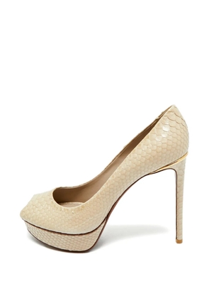 Louis Vuitton Pre-Owned python peep-toe sandals - Neutrals