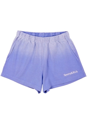 Sporty & Rich Serif Logo Disco Shorts - Dip Dye - Blue