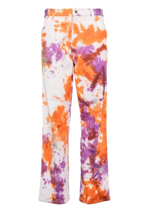DES PHEMMES tie-dye crystal-embellished jeans - Orange