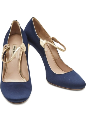 Miu Miu Pre-Owned Mary Jane crystal-embellished heeled pumps - Blue