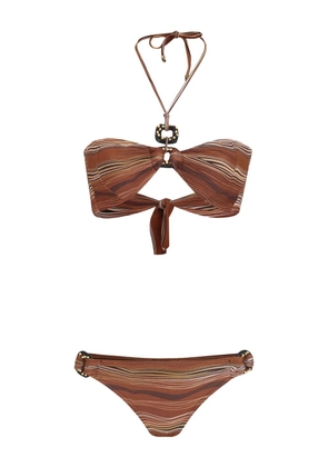 Amir Slama striped halterneck bikini set - Brown