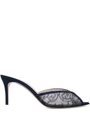 Andrea Wazen 75mm Katy lace-embellished mules - Blue