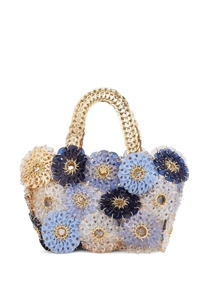 Rabanne flower-embellished chain-strap tote bag - Blue